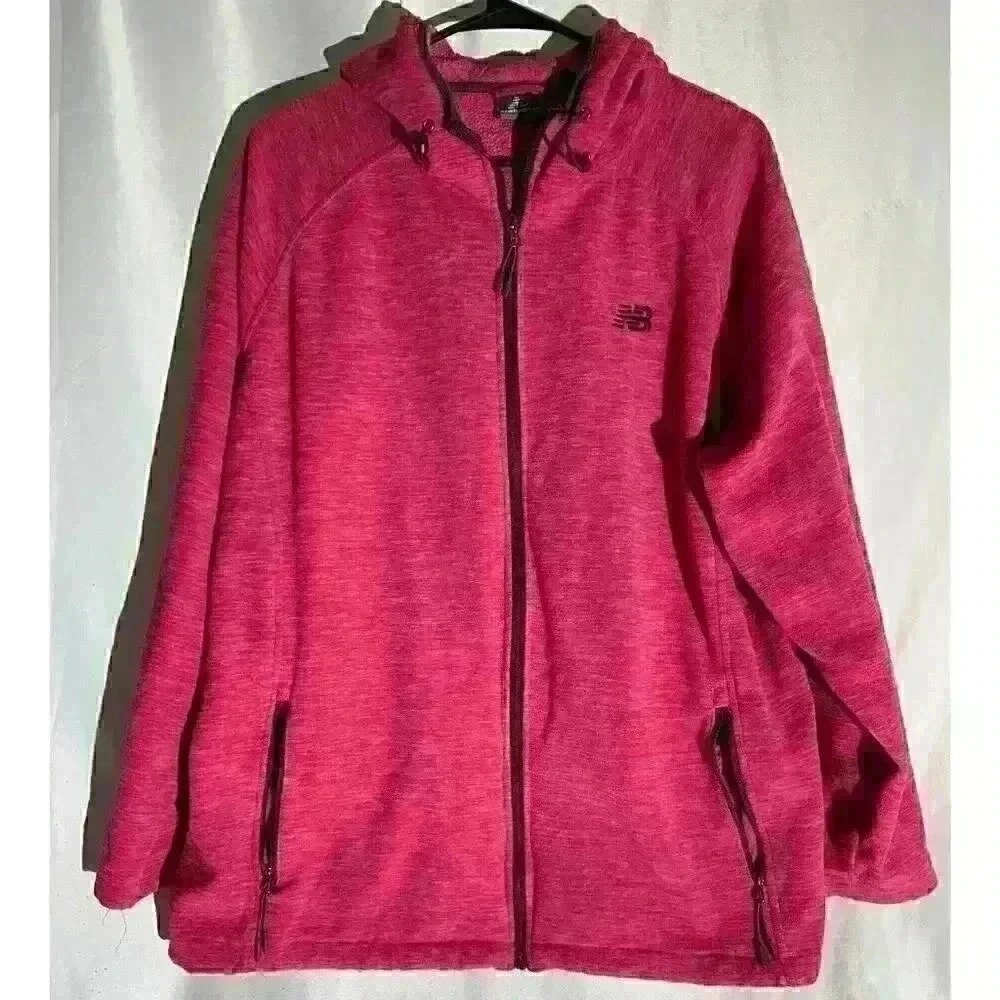 NEW BALANCE Jacket Women's Size 1X Fleece Pink Full Zip Pockets‎ Soft Shell